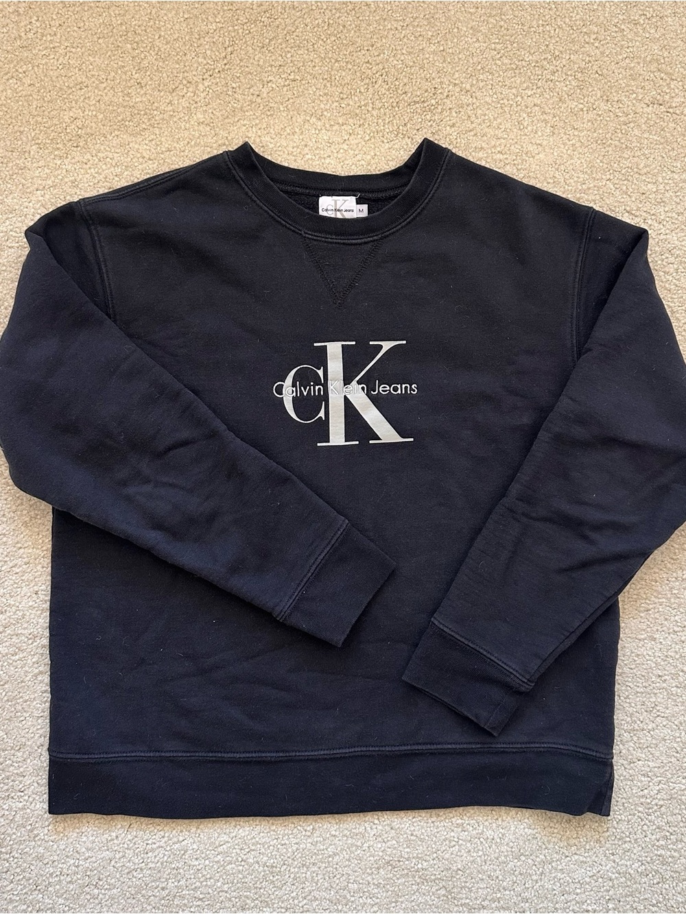 Women’s Vintage Calvin Klein Jeans Black CK Logo Crewneck Sweatshirt — M